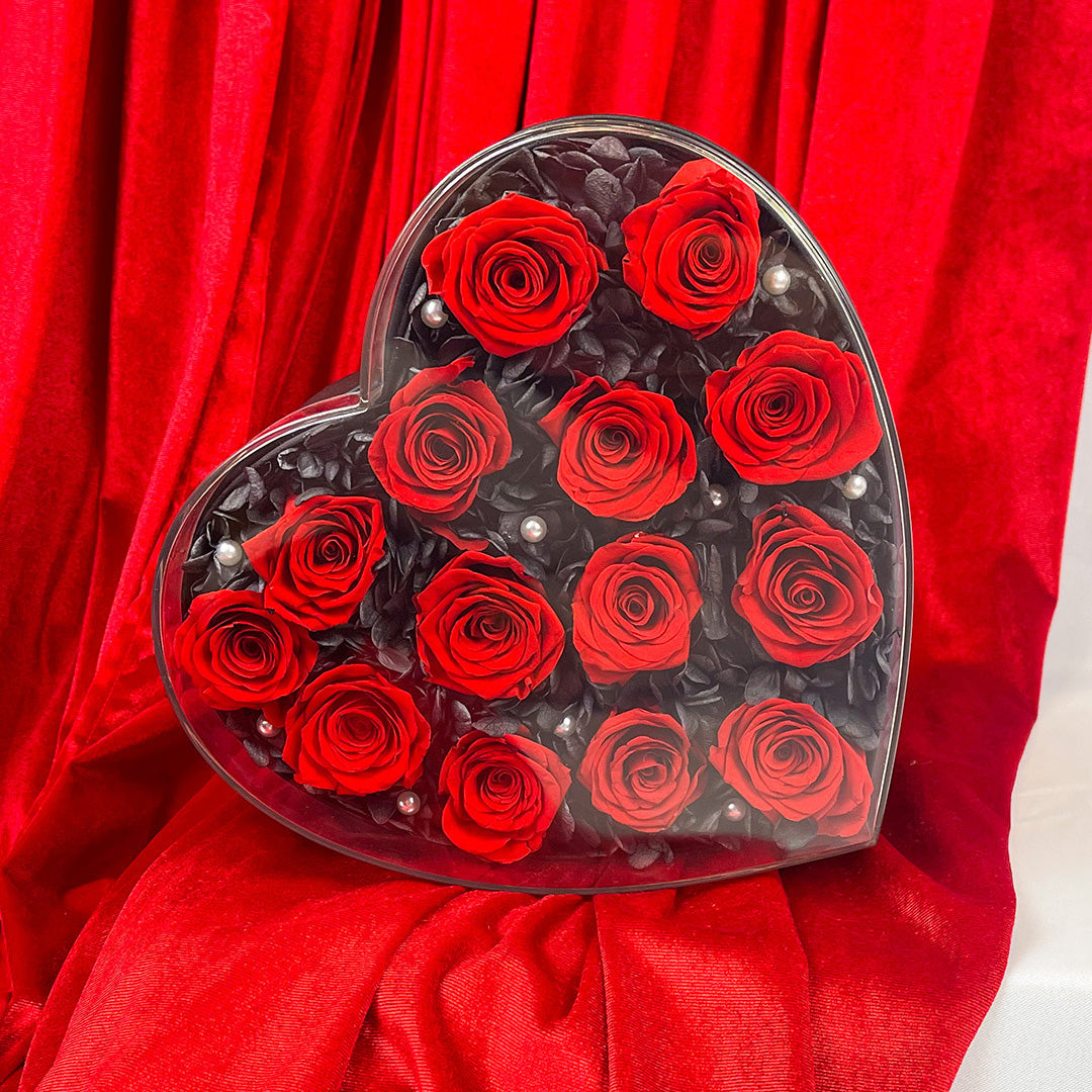 Corazón rosas preservadas