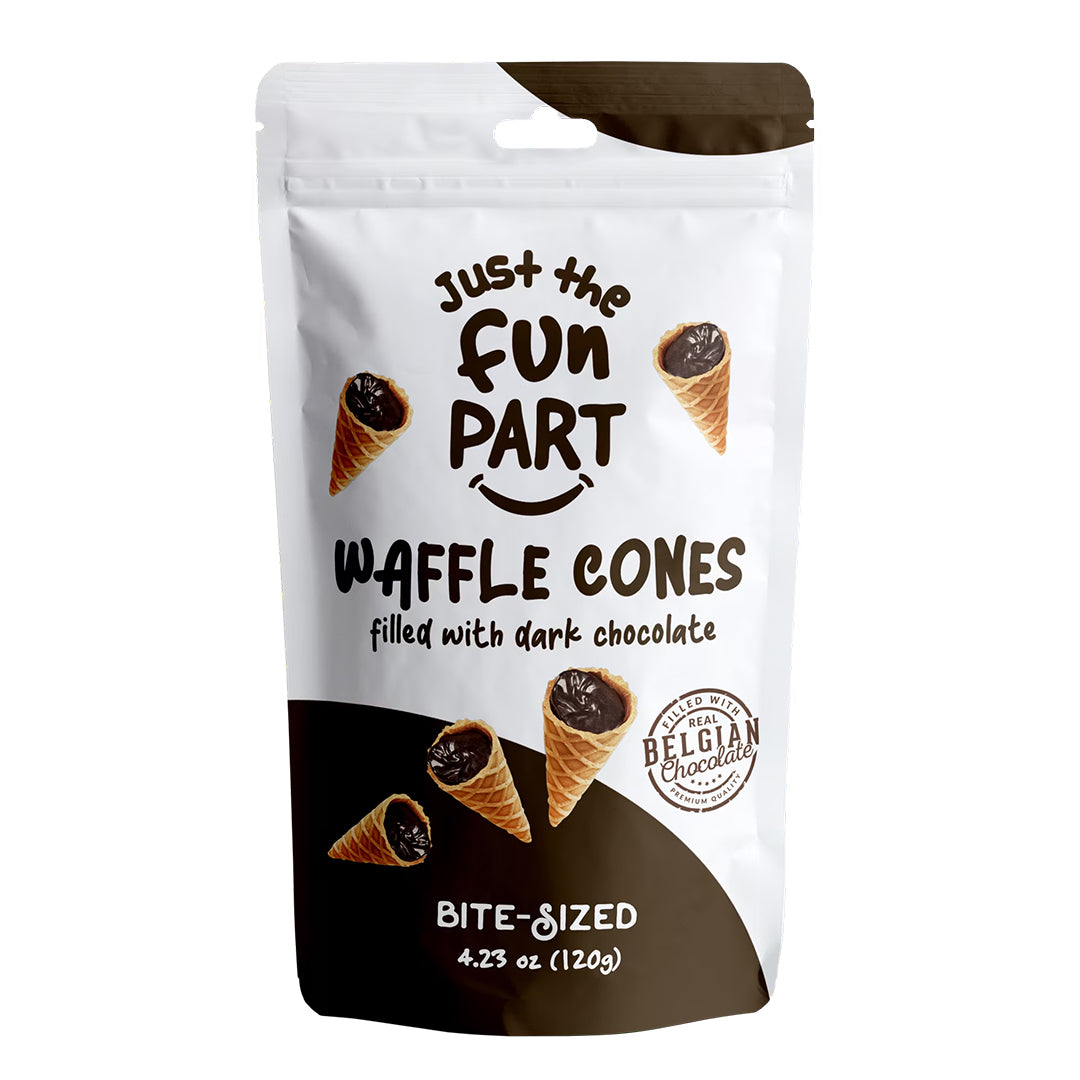 Mini Conos de Waffle Rellenos de Chocolate Oscuro Belga