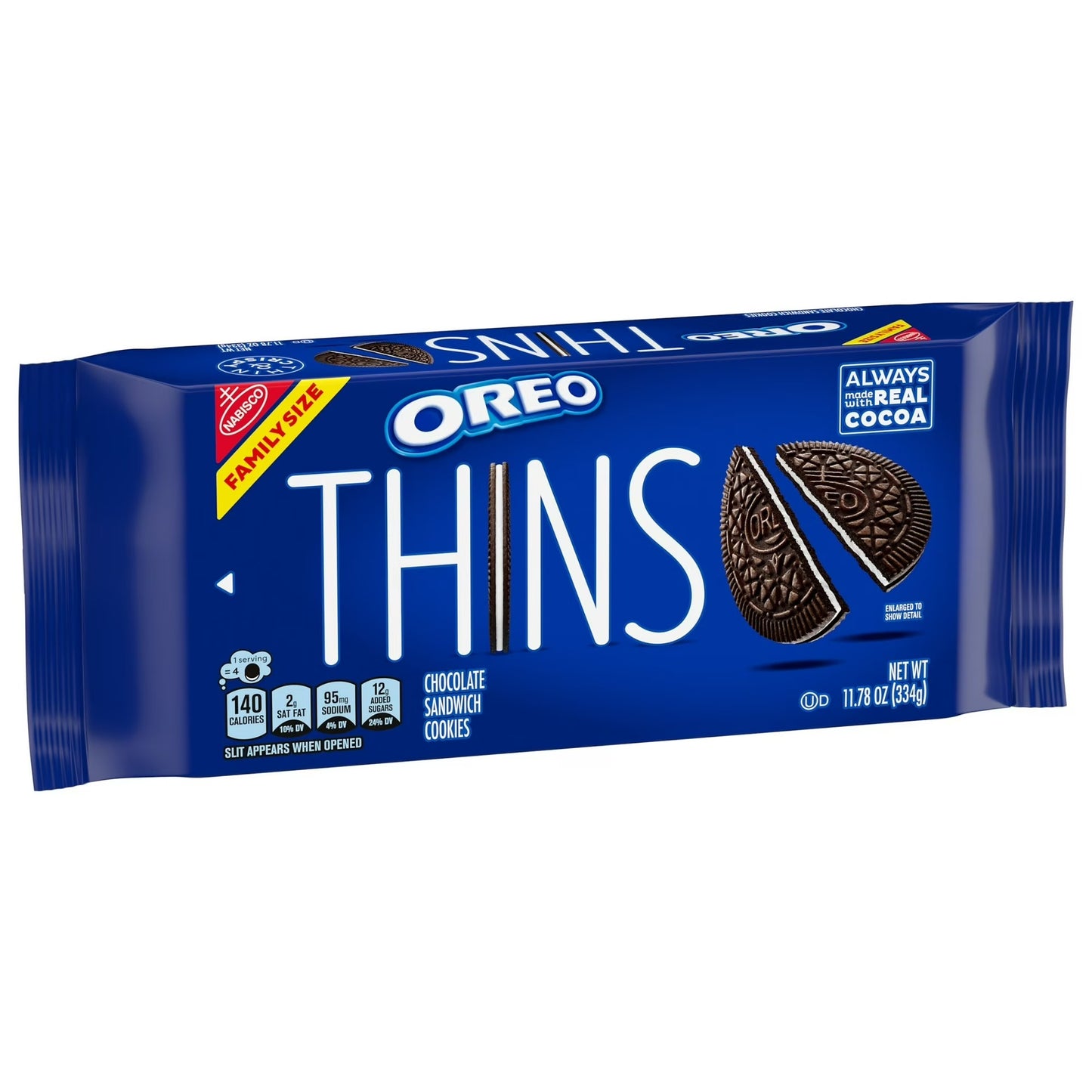 OREO Thins Galletas Sándwich de Chocolate, Tamaño Familiar, 11.78 oz