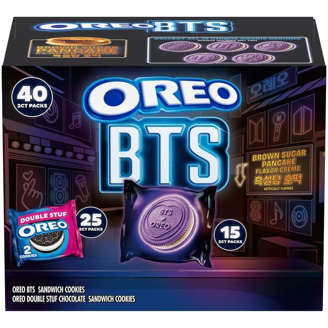 Paquete variado de galletas Oreo BTS y OREO Double Stuf, 1.02 oz, paquete de 40 unidades.