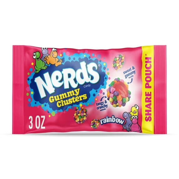 NERDS Gummy Clusters,Candy , Arcoíris, Crujiente y Gomoso, 3 oz