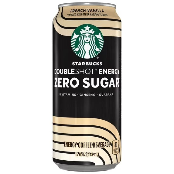 Starbucks sin Azúcar French Vanilla Doubleshot Bebida Energética de Café, Lata de 15 fl oz