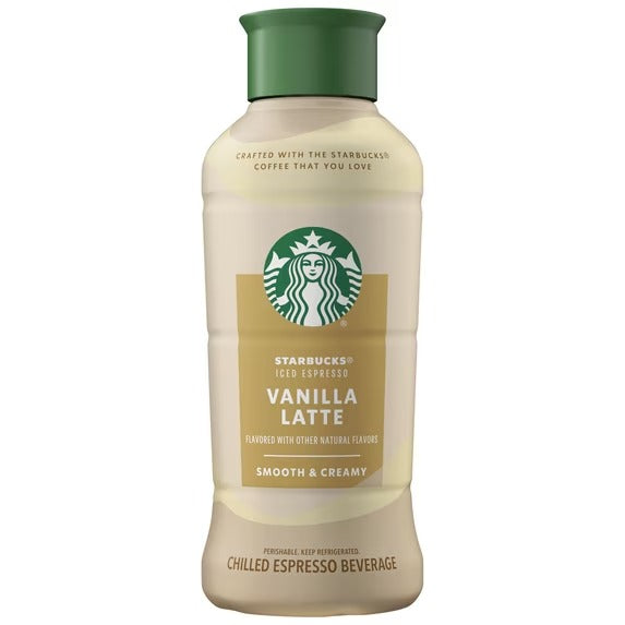 Starbucks Espresso Helado Latte de Vainilla Bebida de Café Helado, Botella de 40 oz