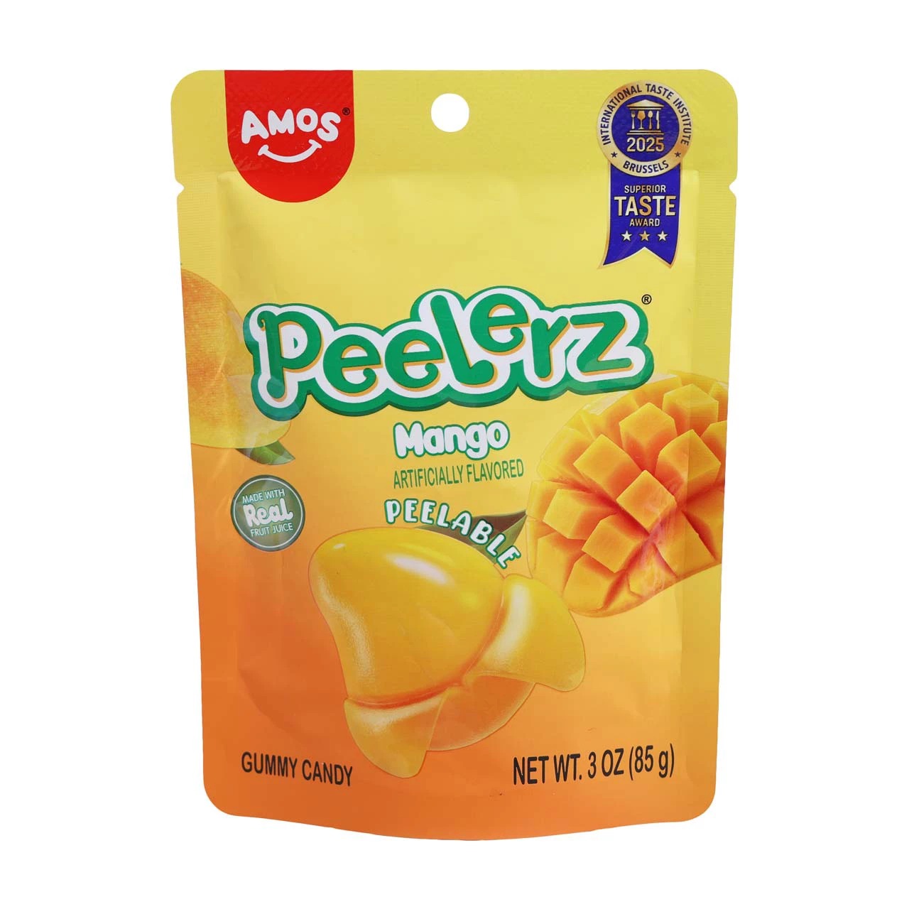 AMOS Peelerz Mango , Gomitas Pelables, Bolsa de 3 oz
