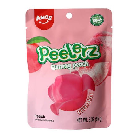 AMOS Peelerz Gomitas de Durazno, bolsa de 3 oz