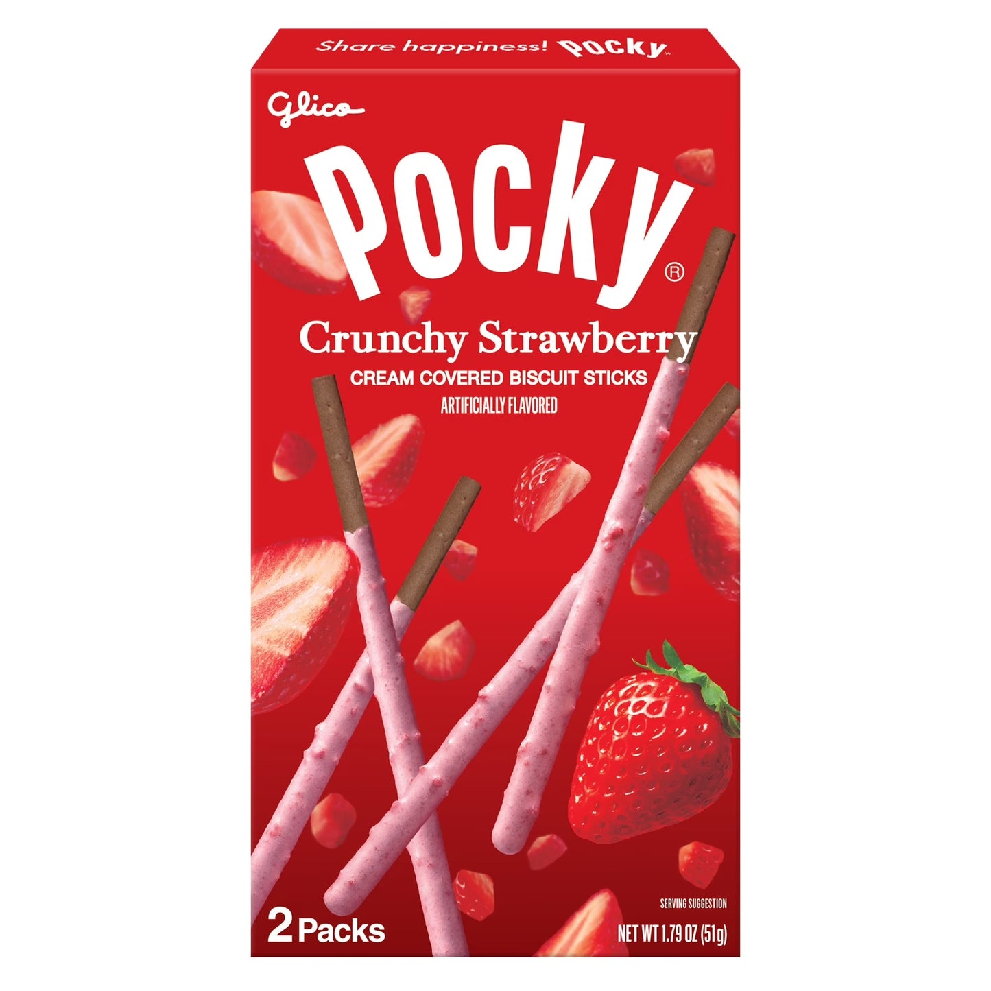 Glico Pocky Palitos de Galleta Crujientes Cubiertos de Fresa, 1.79 oz