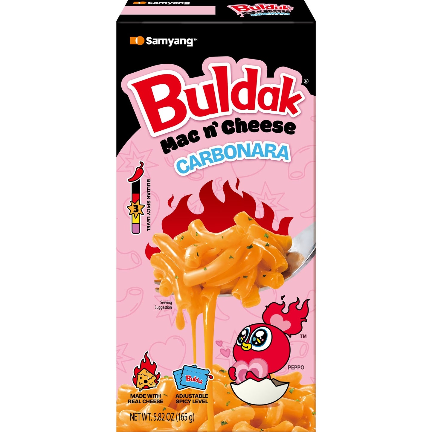 Buldak Mac & Cheese Carbonara con Especia Ajustable, caja de 5.82 Oz