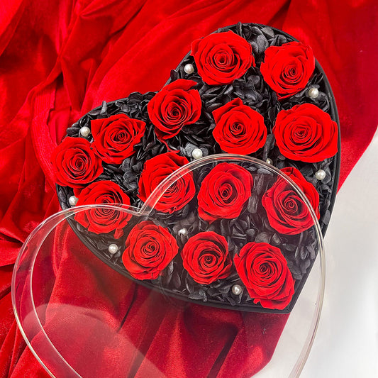 Corazón rosas preservadas