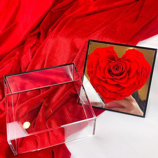 Rosa en caja espejo