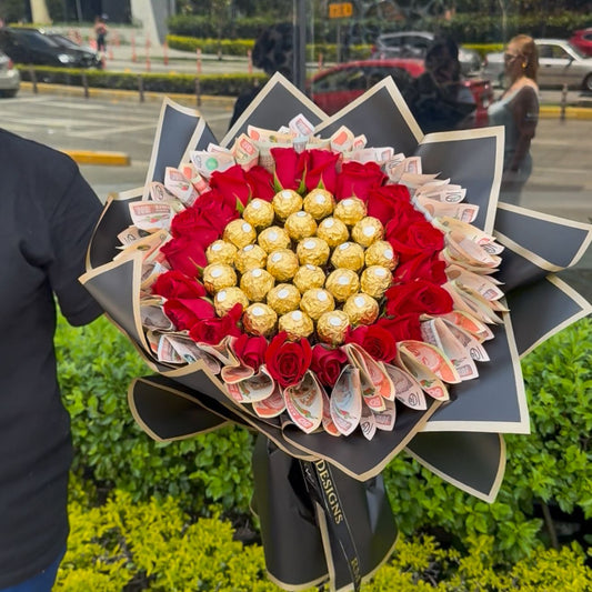 Dinero rosas y chocolates