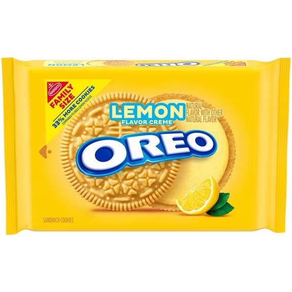 OREO Galletas Sándwich de Crema de Limón, Tamaño Familiar, 18.71 oz