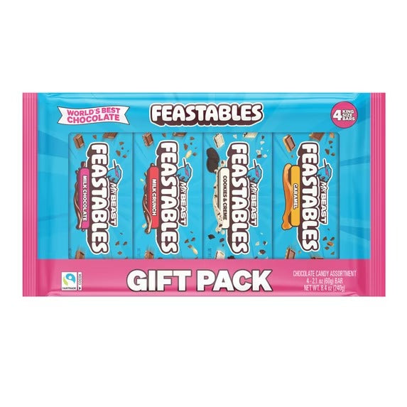 Feastables MrBeast Barras de Chocolate con Leche, Paquete de Regalo Variado