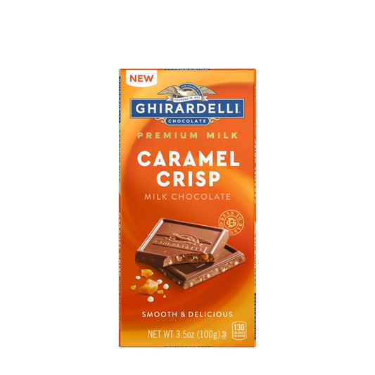 GHIRARDELLI Barra de Chocolate con Leche Crujiente de Caramelo de Leche Premium, 3.5 oz
