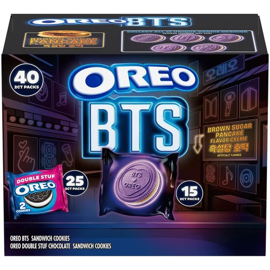 Paquete variado de galletas Oreo BTS y OREO Double Stuf, 1.02 oz, paquete de 40 unidades.