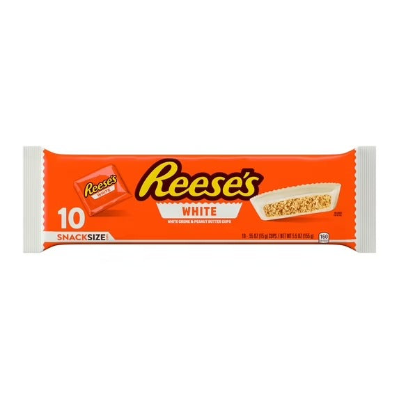 Reese's Tazas de Mantequilla de Maní Tamaño Snack de Crema Blanca, 0.55 oz (10 Unidades)