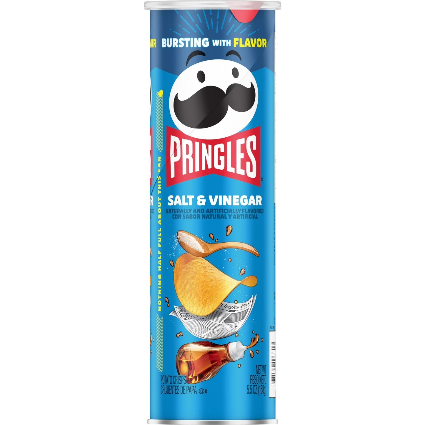Pringles Papas Fritas con Sal y Vinagre, Snacks para el Almuerzo, Lata de 156 G (5.5 oz)