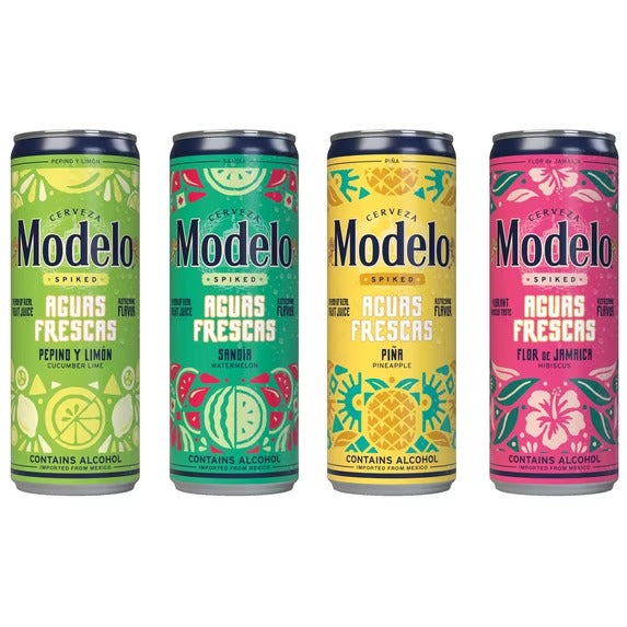 Modelo Spiked Aguas Frescas, Bebida de Malta con Sabor, Latas de 12 fl oz