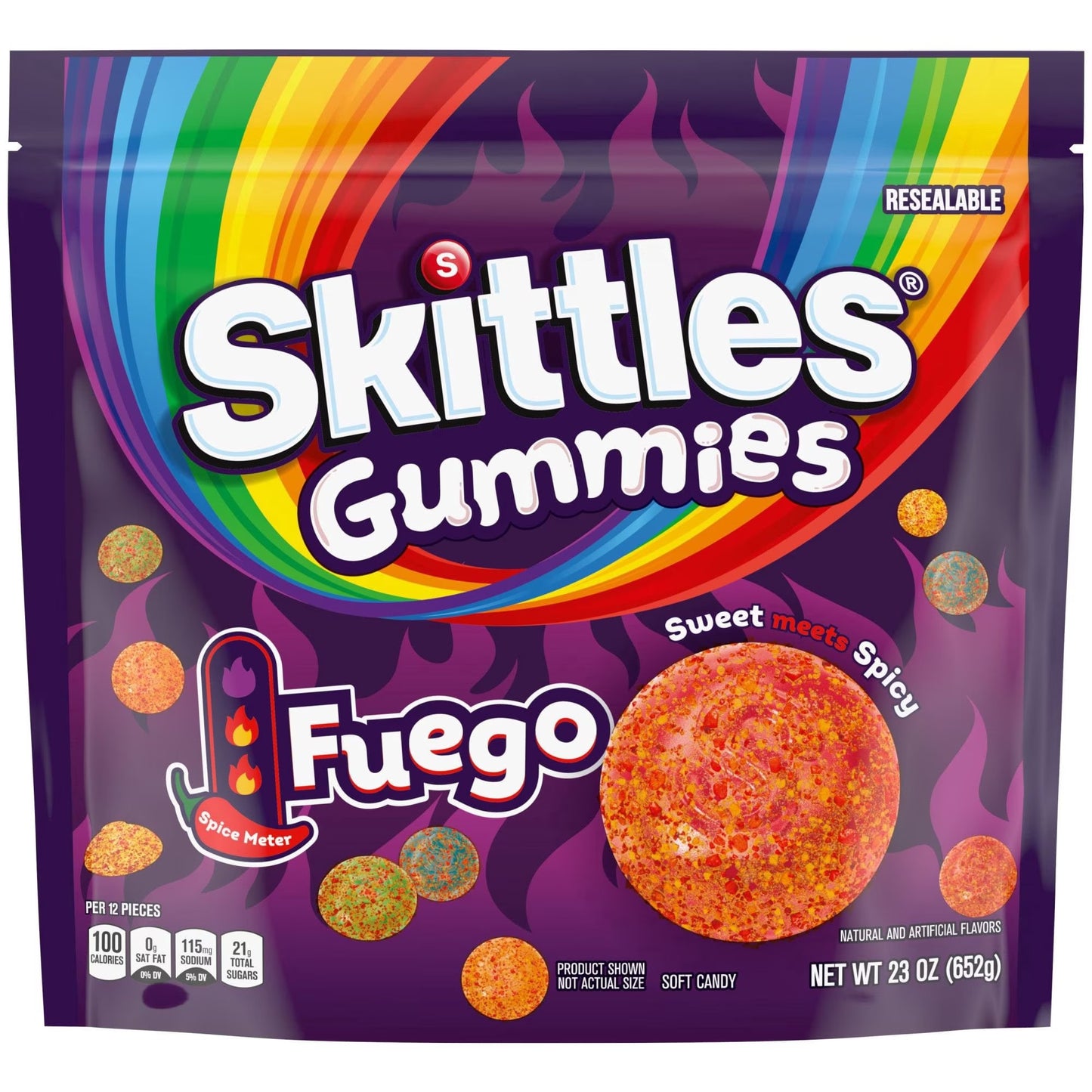 Skittles Gummies Fuego Gomitas, Bolsas de 23 oz