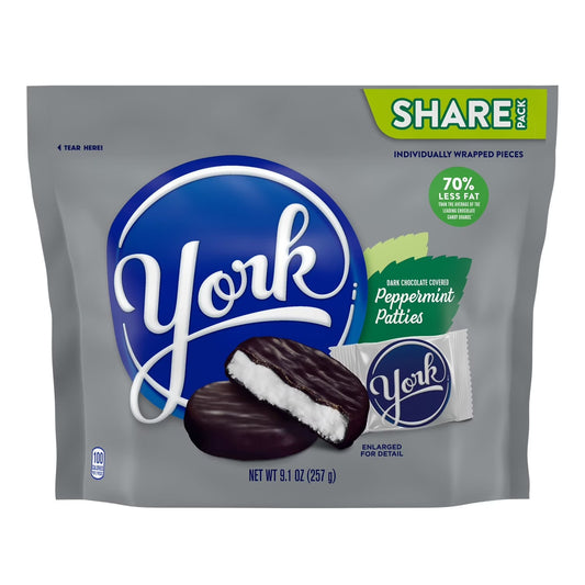 YORK Caramelos de Menta con Chocolate Oscuro, Paquete para Compartir, 9.1 oz
