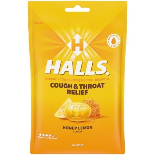 HALLS Cough & Throat Relief Honey Lemon AMARILLO
