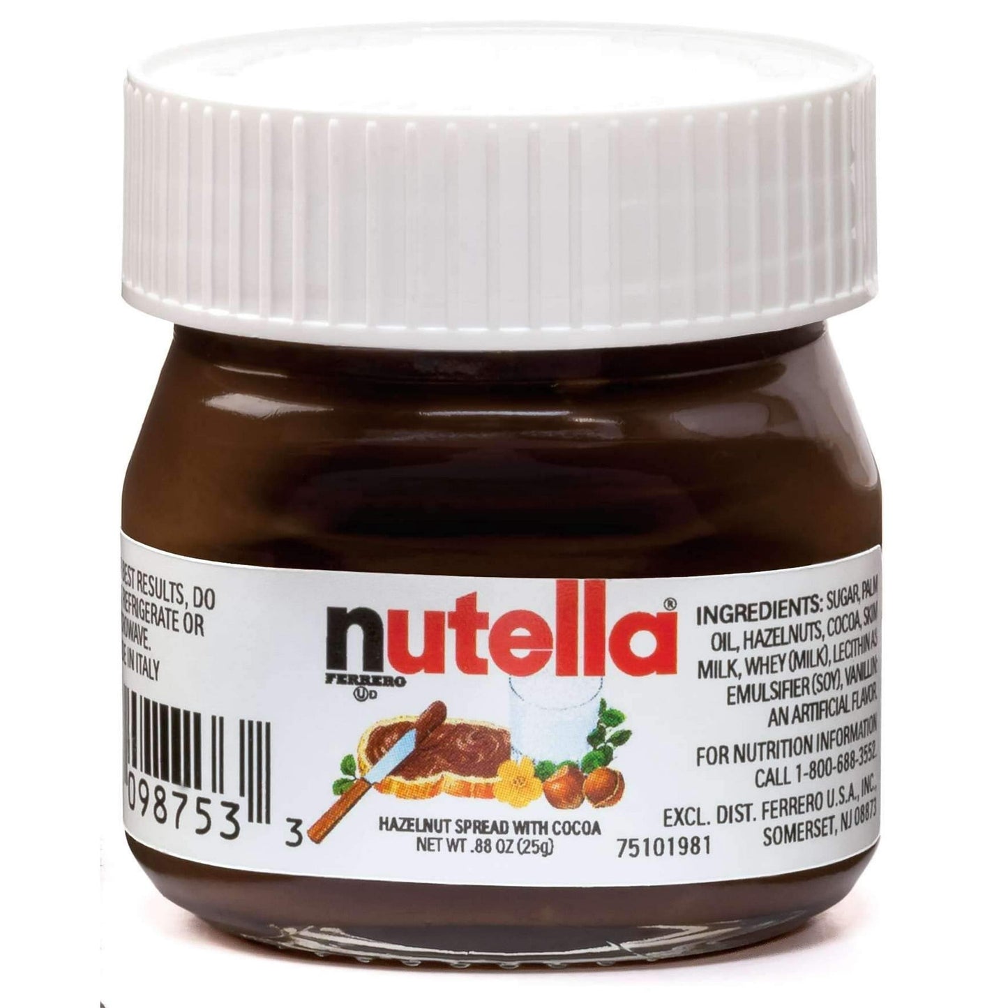 Nutella Avellana para Untar con Tarro de Cristal de Cacao 0.88 Onzas