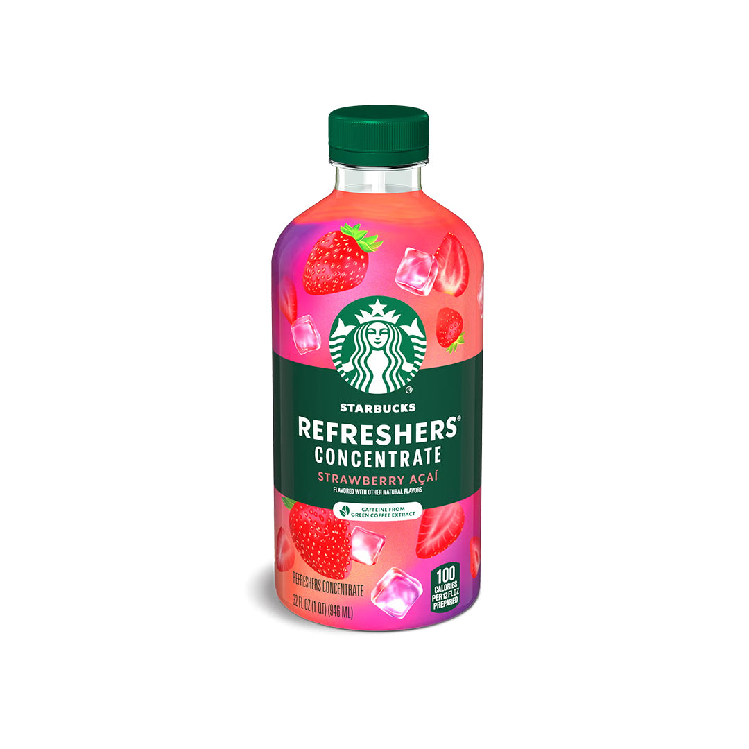 Starbucks Refreshers Concentrado de Fresa Acai, Bebida Refrescante, 32 fl oz