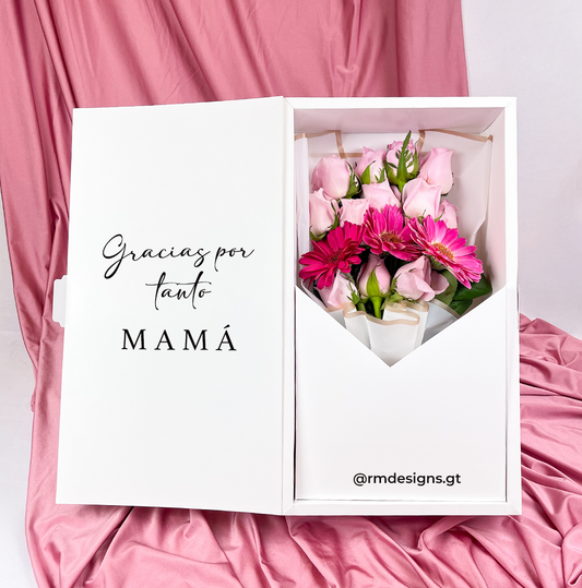 Caja con ramo pink